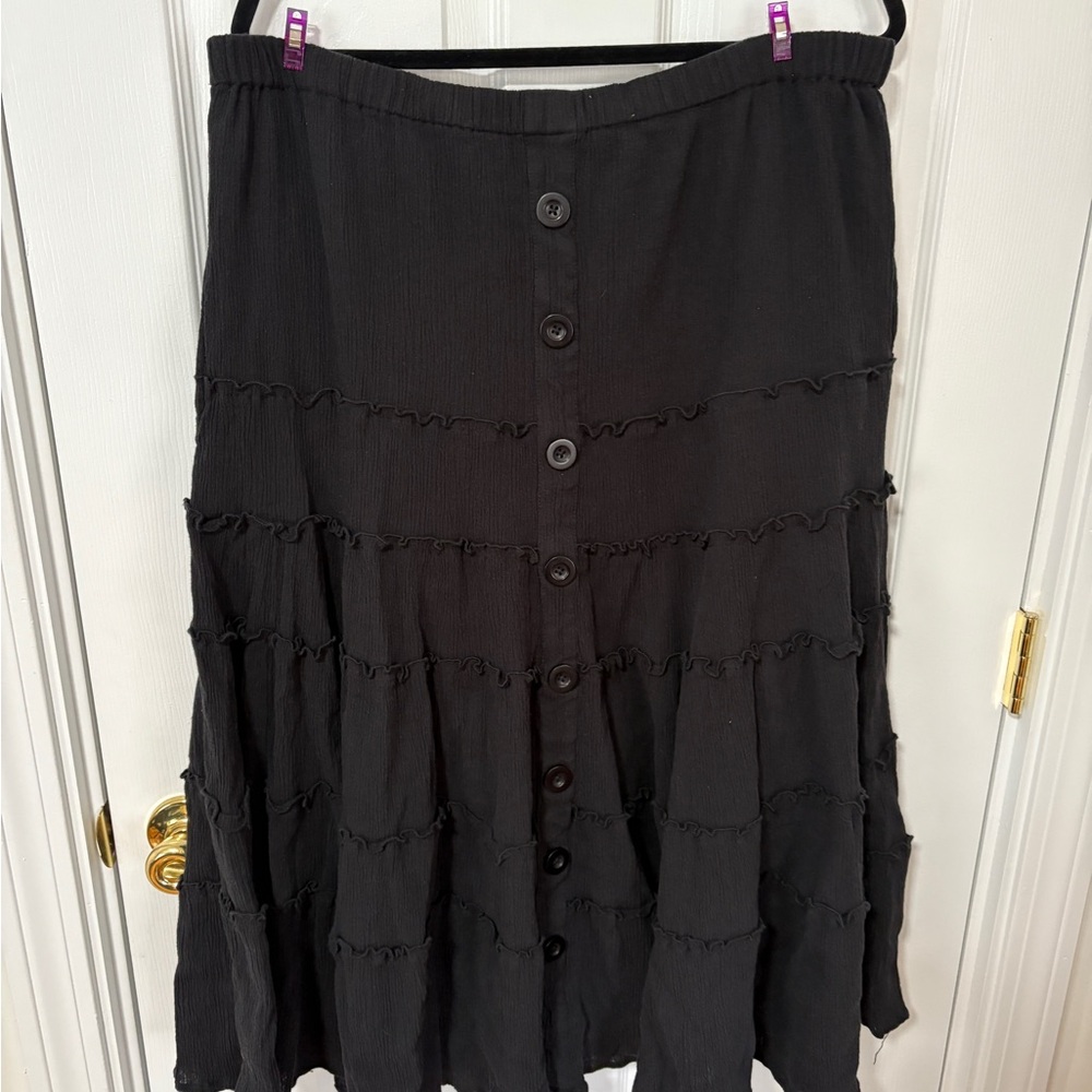 Woman Within Black Tiered A-Line Skirt